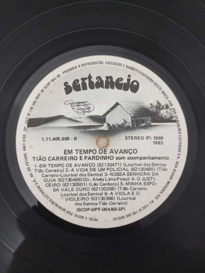 Lp Vinil Tião Carreiro e Pardinho Em Tempo de Avanço