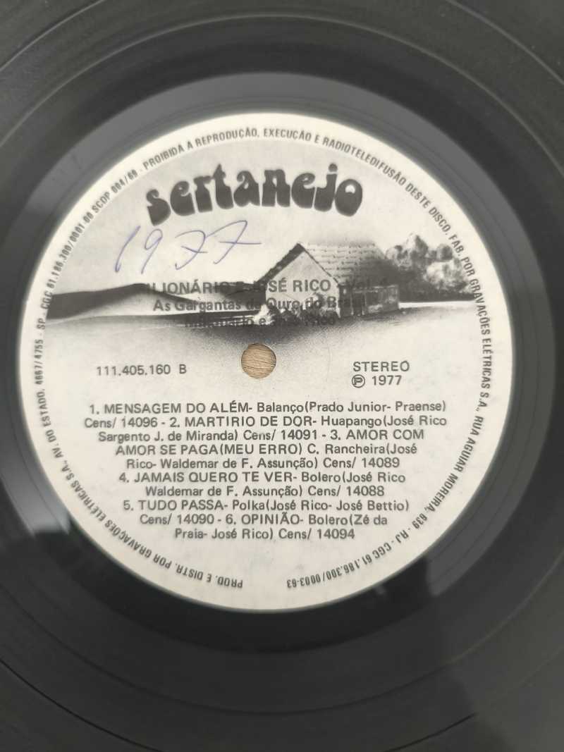 Lp Vinil Milionário & José Rico As gargantas de ouro do Br
