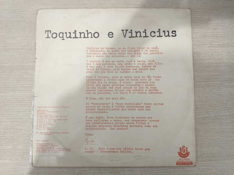 Lp Vinil Toquinho & Vinicius