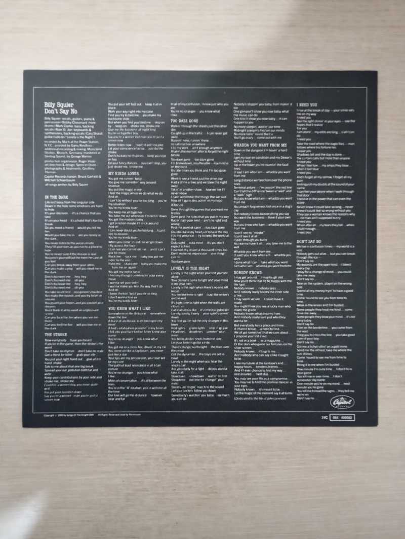 Lp Vinil Billy Squier Don't Say No Com Encarte
