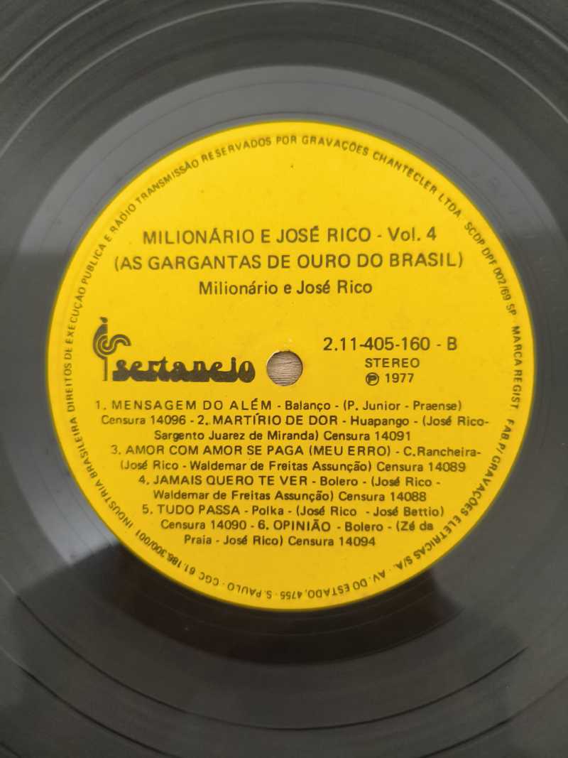 Lp Vinil Milionário & José Rico Gargantas Ouro Brasil 4