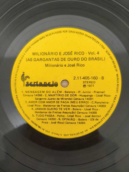 Lp Vinil Milionário & José Rico Gargantas Ouro Brasil 4