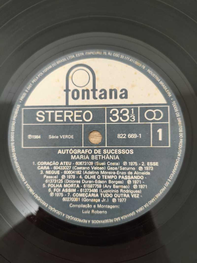 Lp Vinil Maria Bethânia Autógrafos de Sucesso
