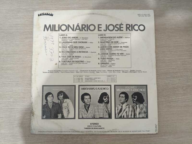 Lp Vinil Milionário & José Rico As gargantas de ouro do Br