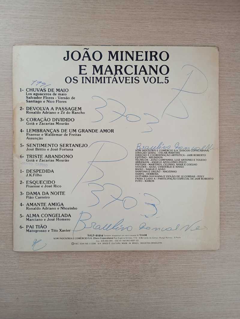Lp Vinil João Mineiro e Marciano Os Inimitáveis Vol. 5