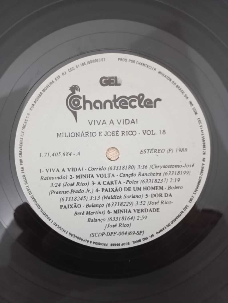 Lp Vinil Milionário & José Rico Viva A Vida Vol 18