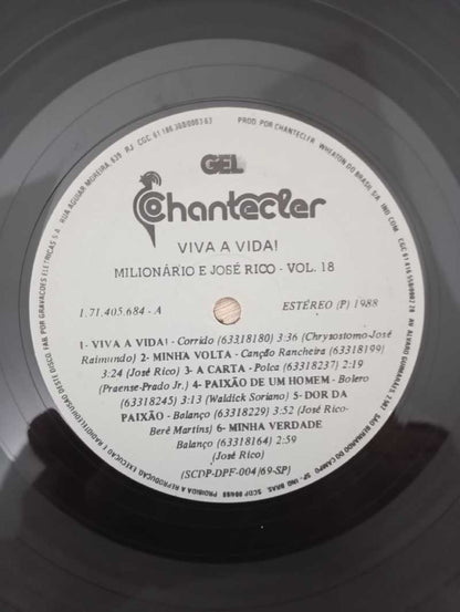 Lp Vinil Milionário & José Rico Viva A Vida Vol 18