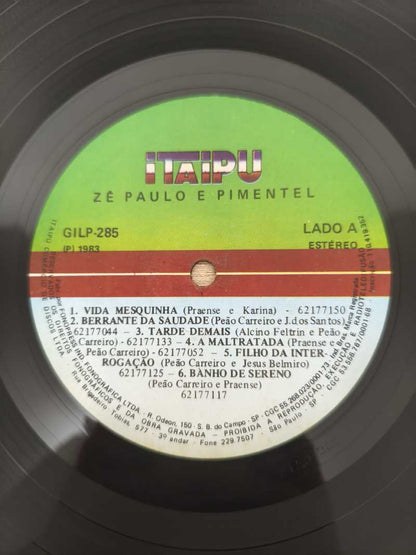 Lp Vinil Zé Paulo & Pimentel 1983