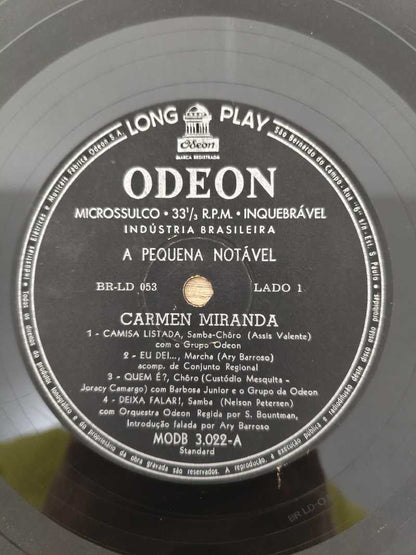 Lp Vinil Carmen Miranda A Pequena Notável 10" 33RPM
