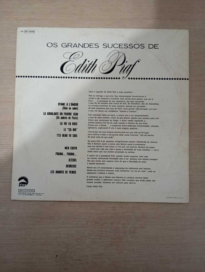 Lp Vinil Edith Piaf Os Grandes Sucessos de Edith Piaf