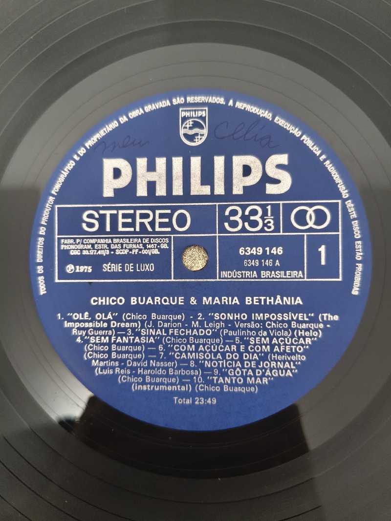 Lp Vinil Chico Buarque & Maria Bethânia Ao Vivo Com Encarte