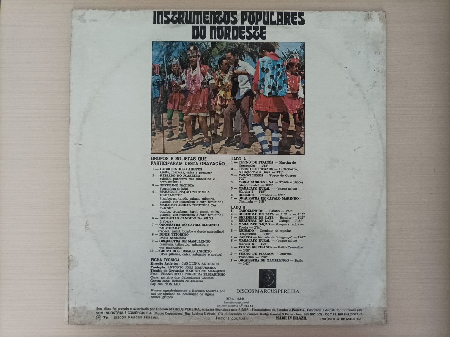 Lp Vinil Instrumentos Populares do Nordeste