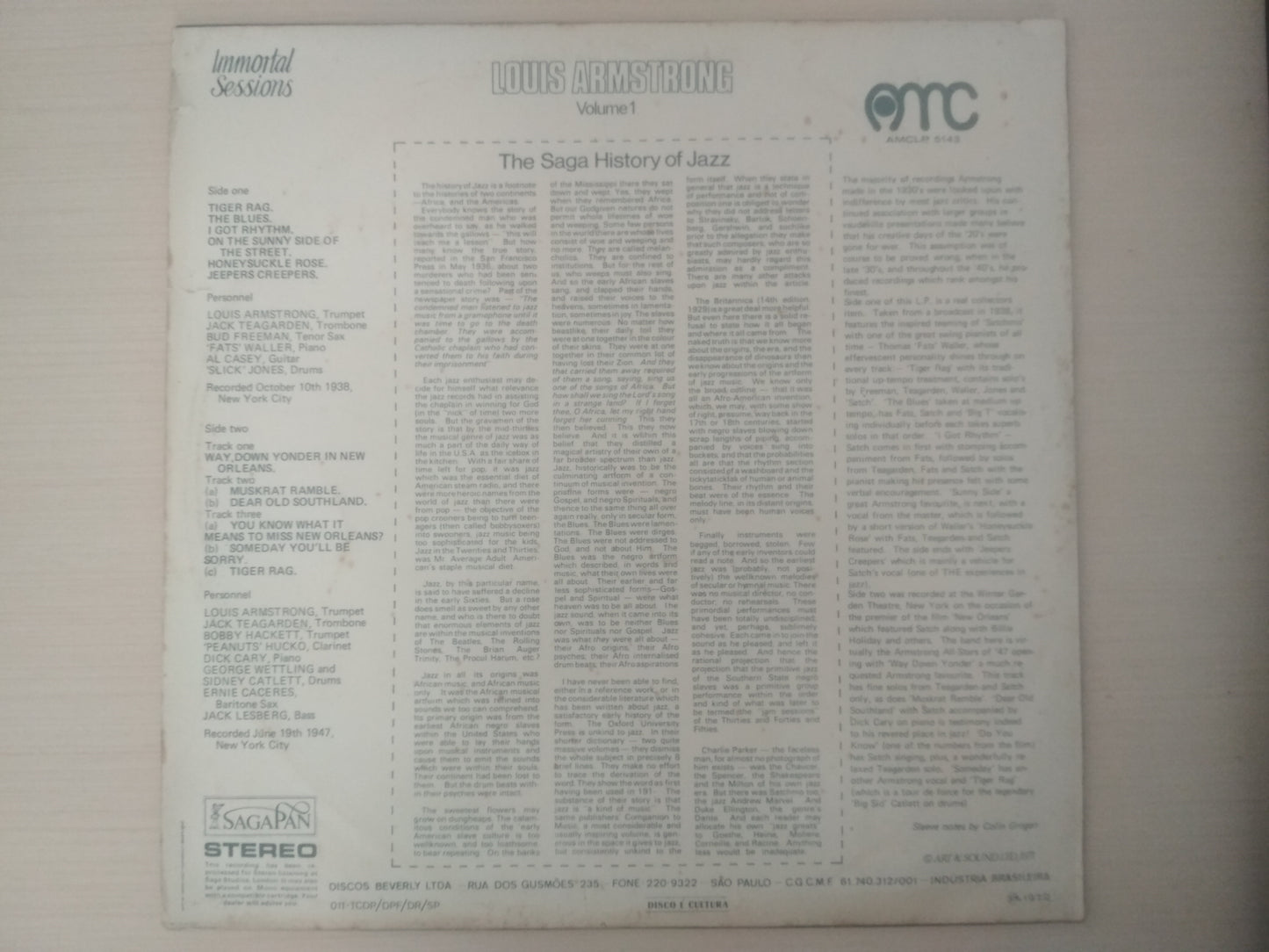 Lp Vinil Louis Armstrong Immortal Sessions