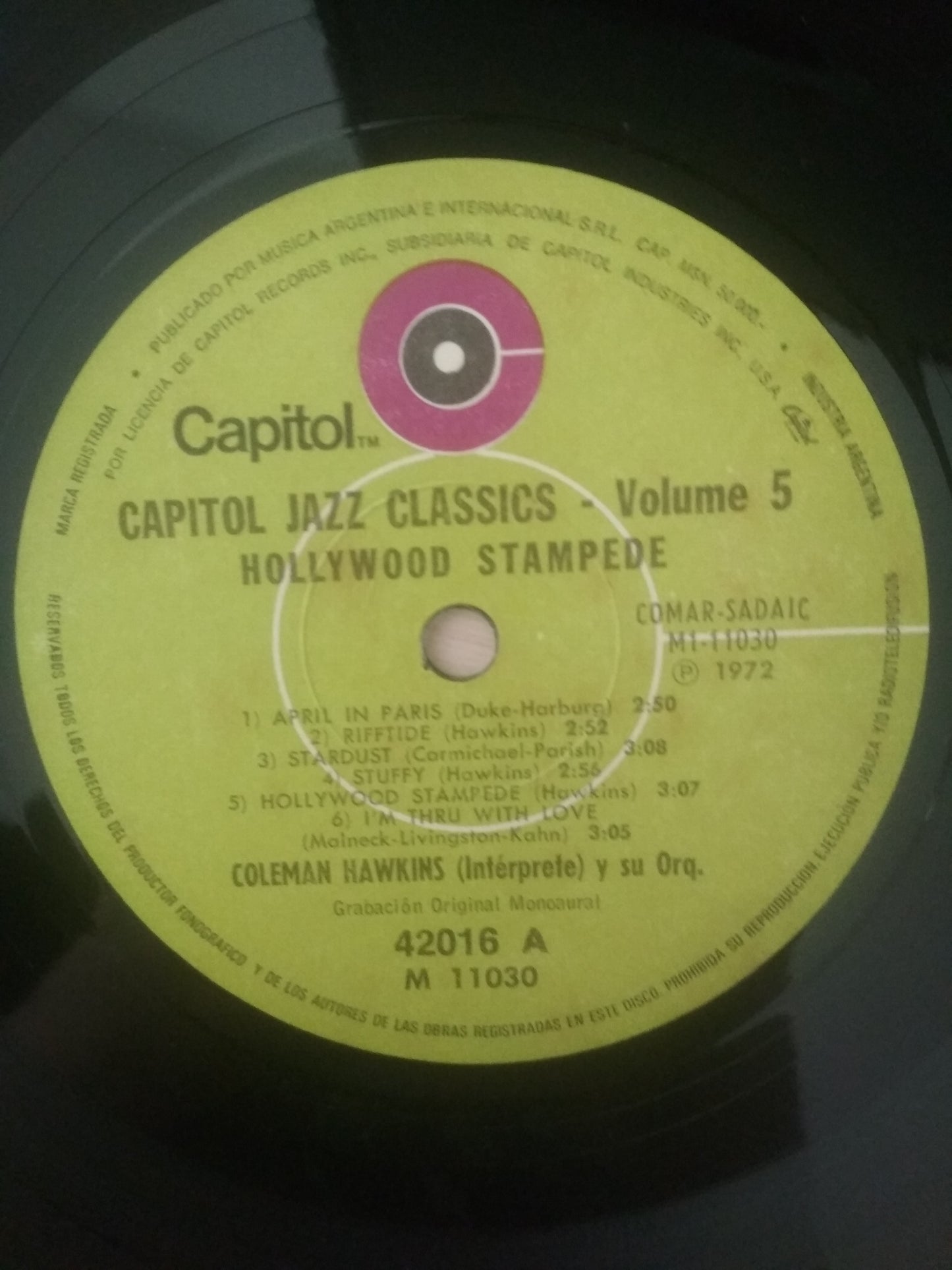 Lp Vinil Coleman Hawkins Hollywood Stampede Capitol Jazz Vol. 5 Importado