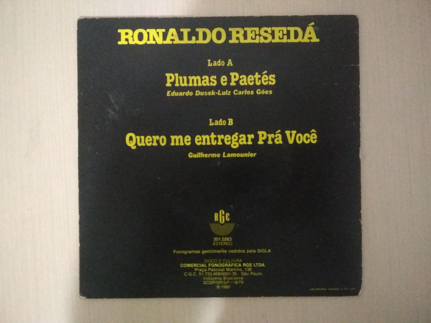 Lp Vinil Compacto Ronaldo Resedá Plumas e Paetés Quero me entregar pra você