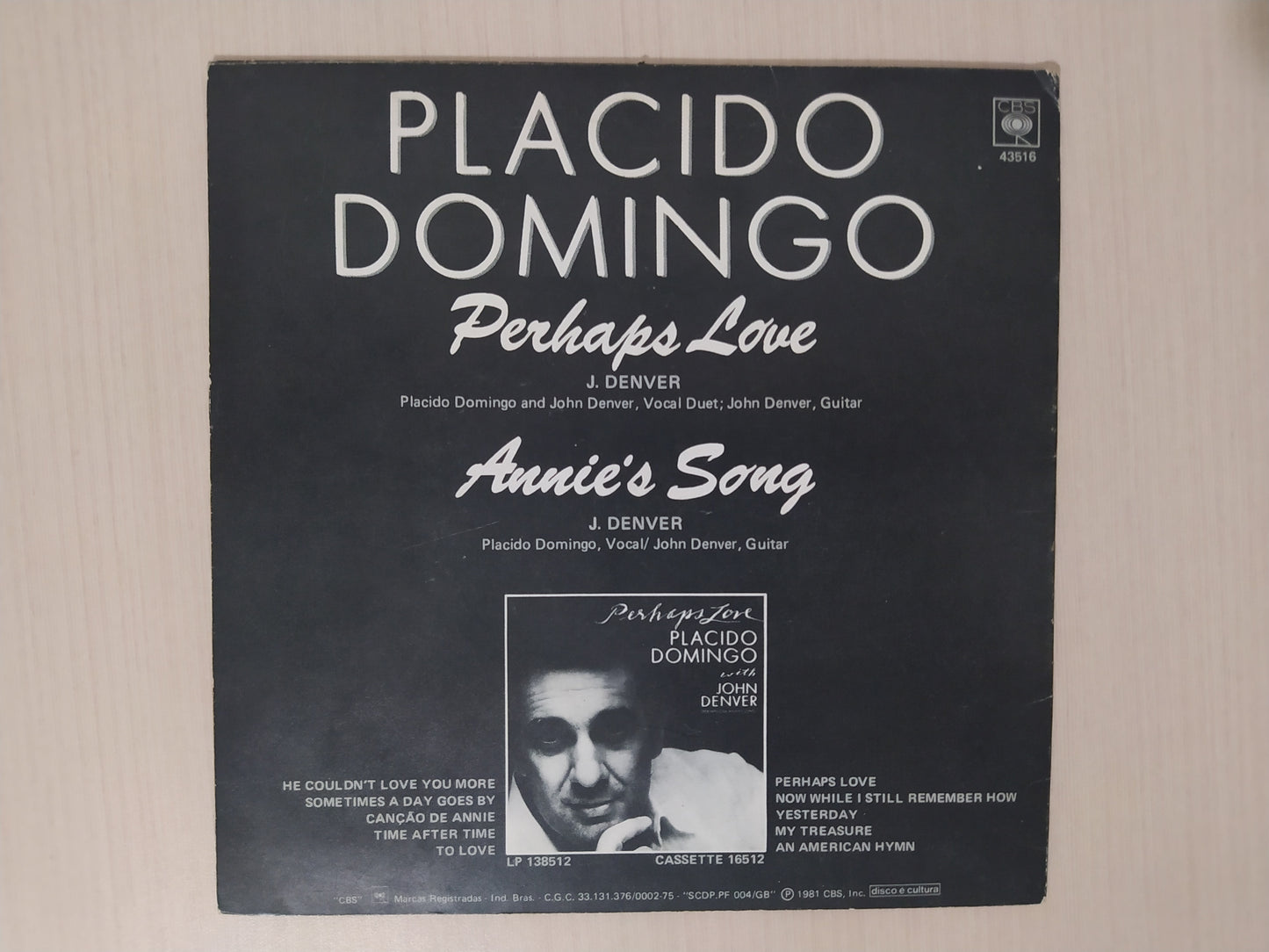 Lp Vinil Compacto Placido Domingo Perhaps Love