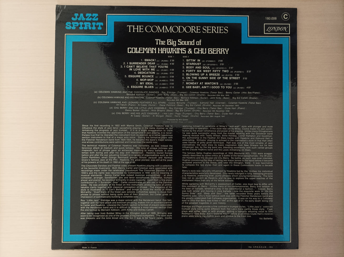 Lp Vinil Coleman Hawkins and Chu Berry The Big Sounds of Importado
