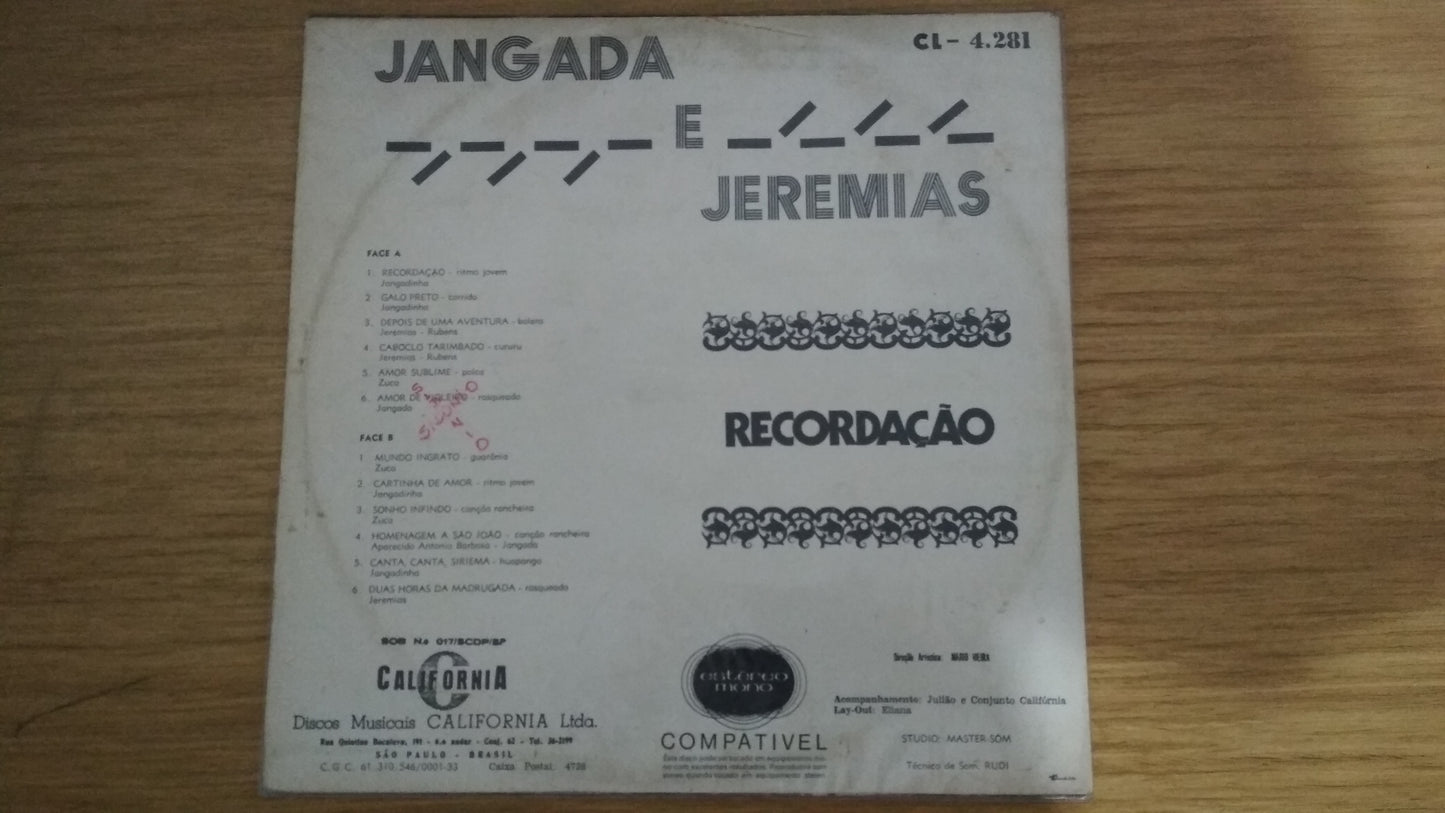 Lp Vinil Jangada e Jeremias Recordação