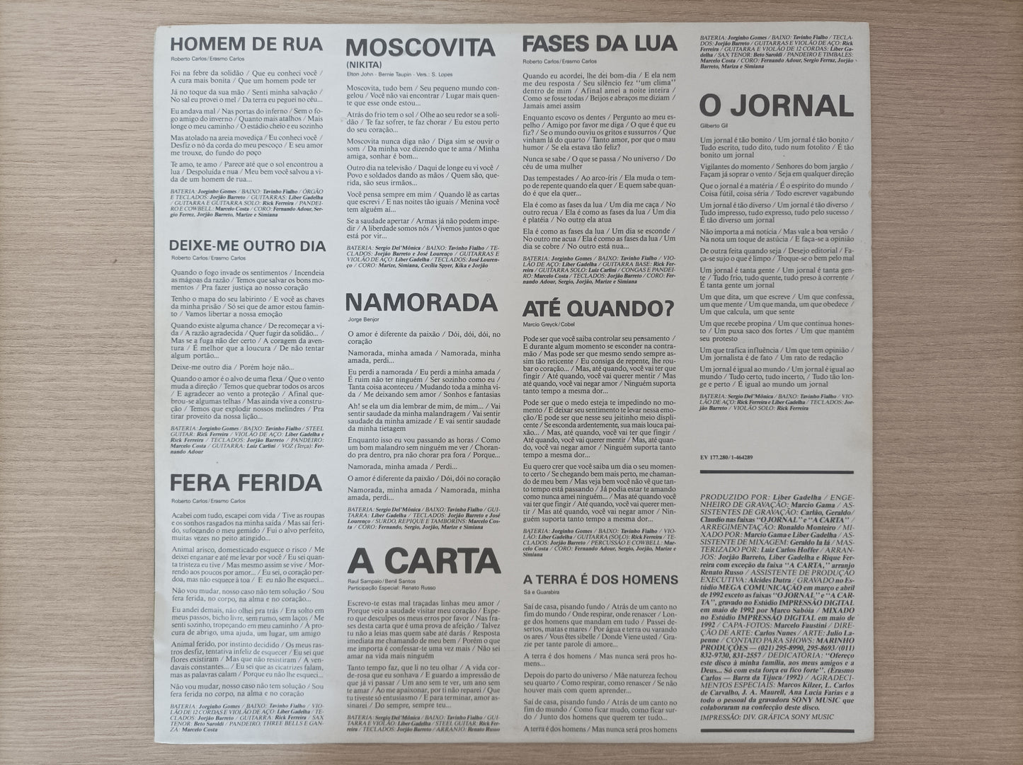 Lp Vinil Erasmo Carlos Homem de Rua Com encarte