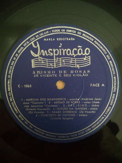 Lp Vinil Zé Vicente E Seu Violão Abismo De Rosas