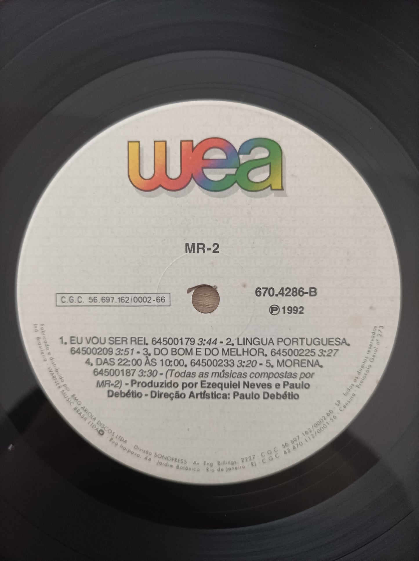 Lp Vinil MR-2 1992 Com encarte