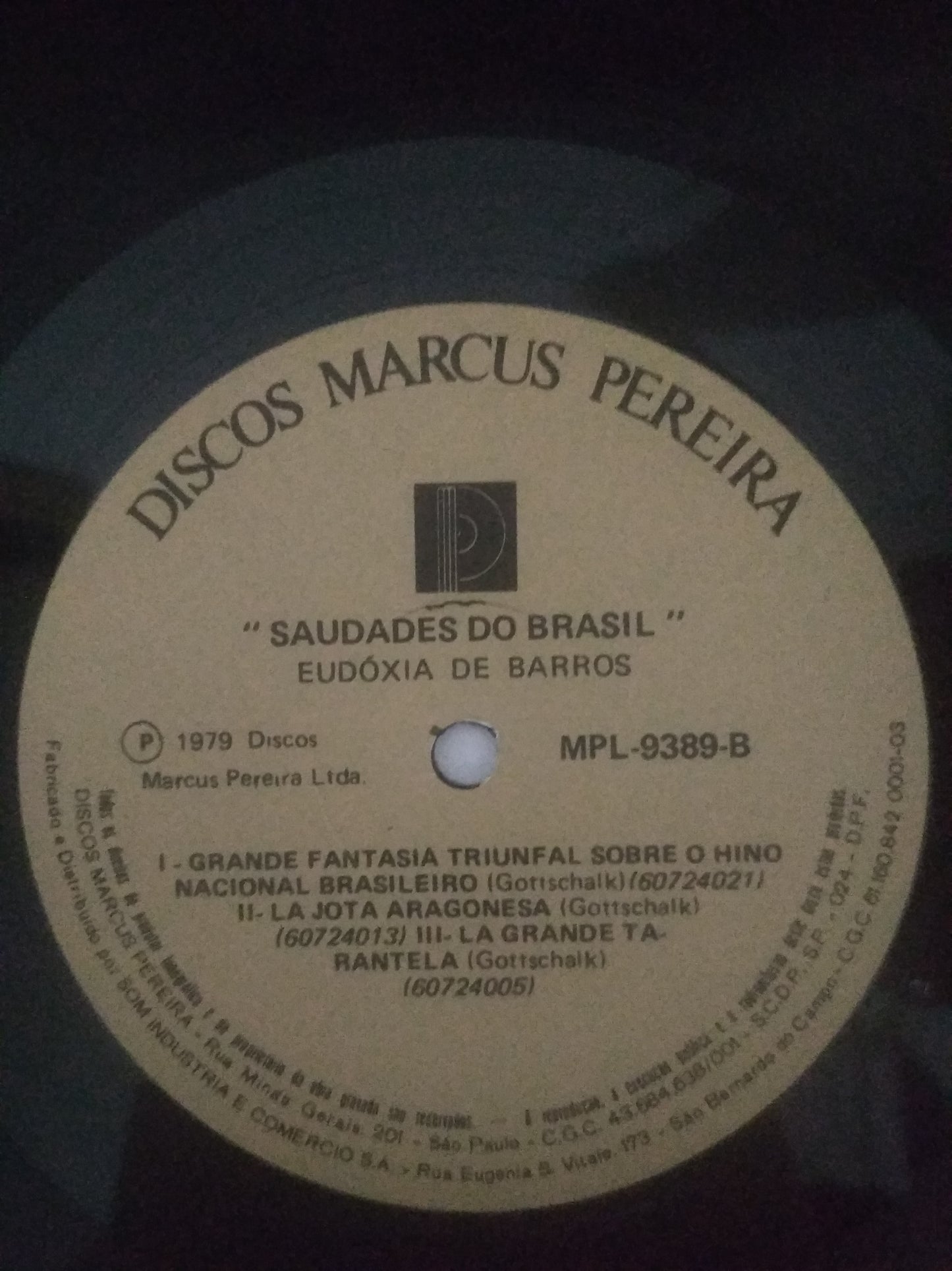 Lp Vinil Saudades Brasil Darius, Eudóxia Selo Marcus Pereira