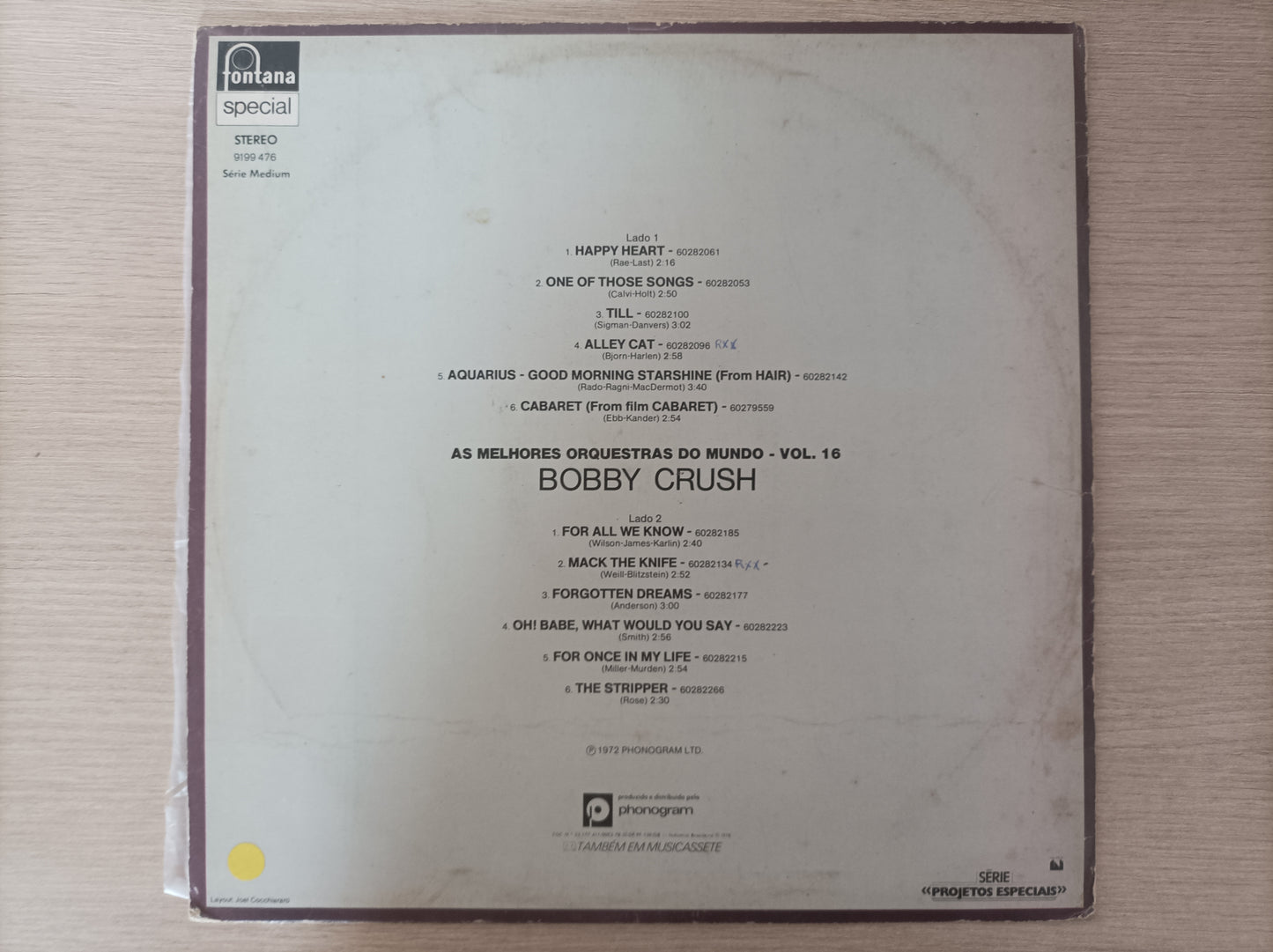 Lp Vinil Bobby Crush As Melhores Orquestras do Mundo Vol. 16