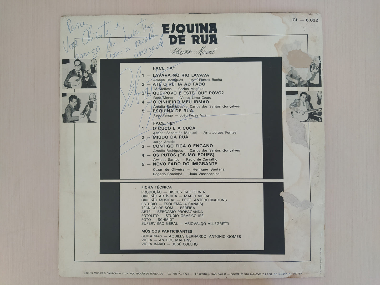 Lp Vinil Sebastião Manuel Esquina De Rua Autografado
