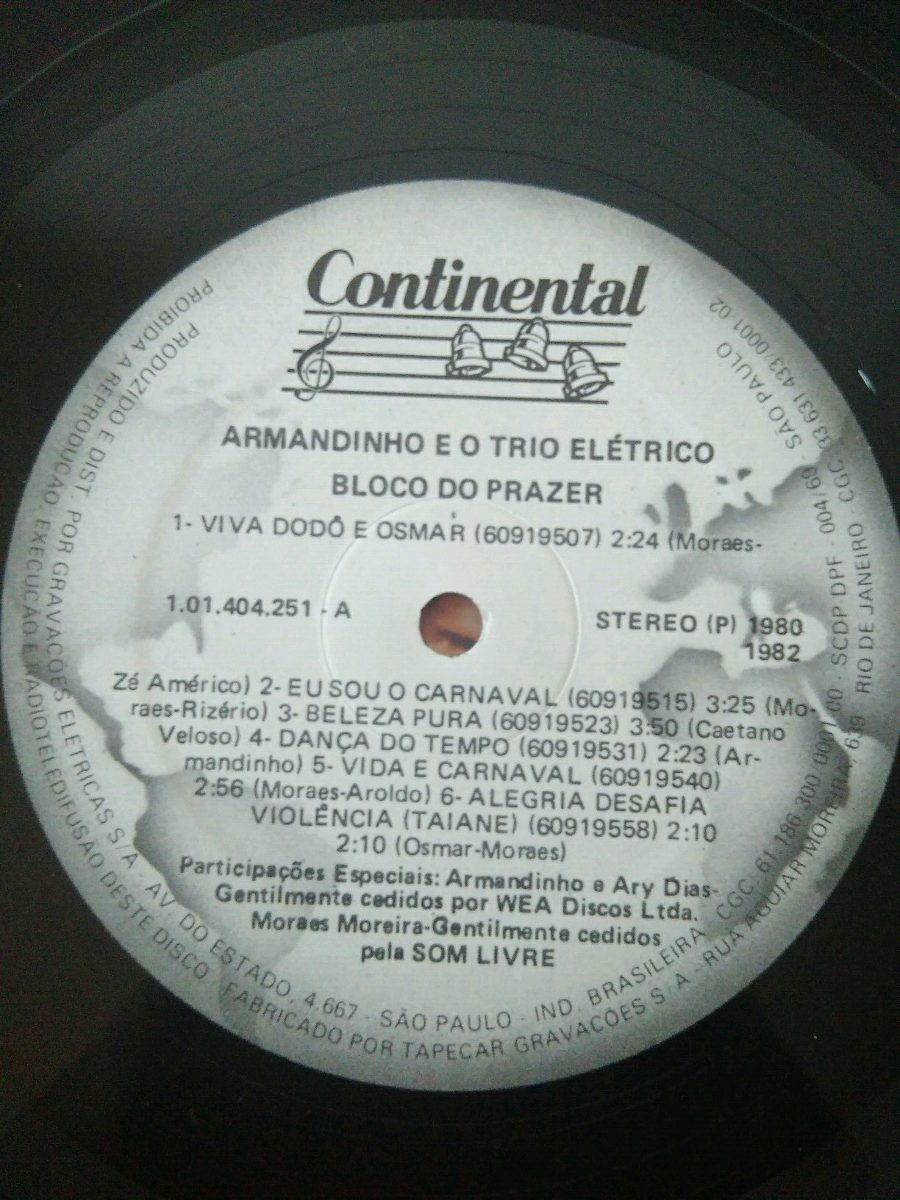 Lp Vinil Bloco Do Prazer Armadinho Dodô Osmar