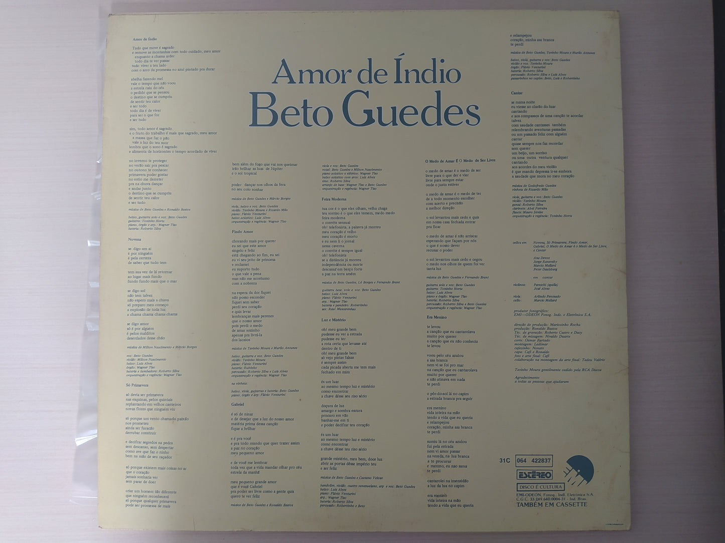 Lp Vinil Beto Guedes Amor de Índio Com Encarte
