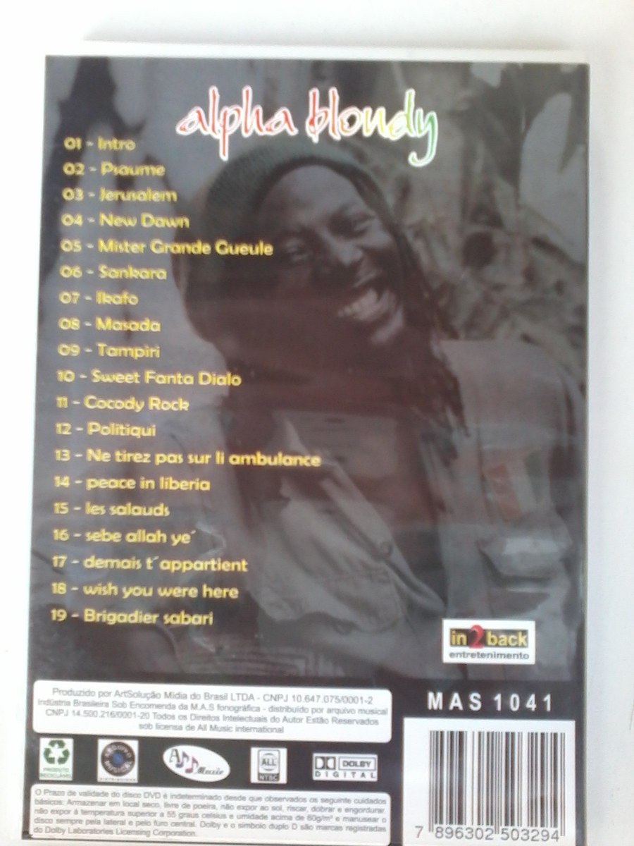 DVD - Alpha Blondy Live In Peace Tour