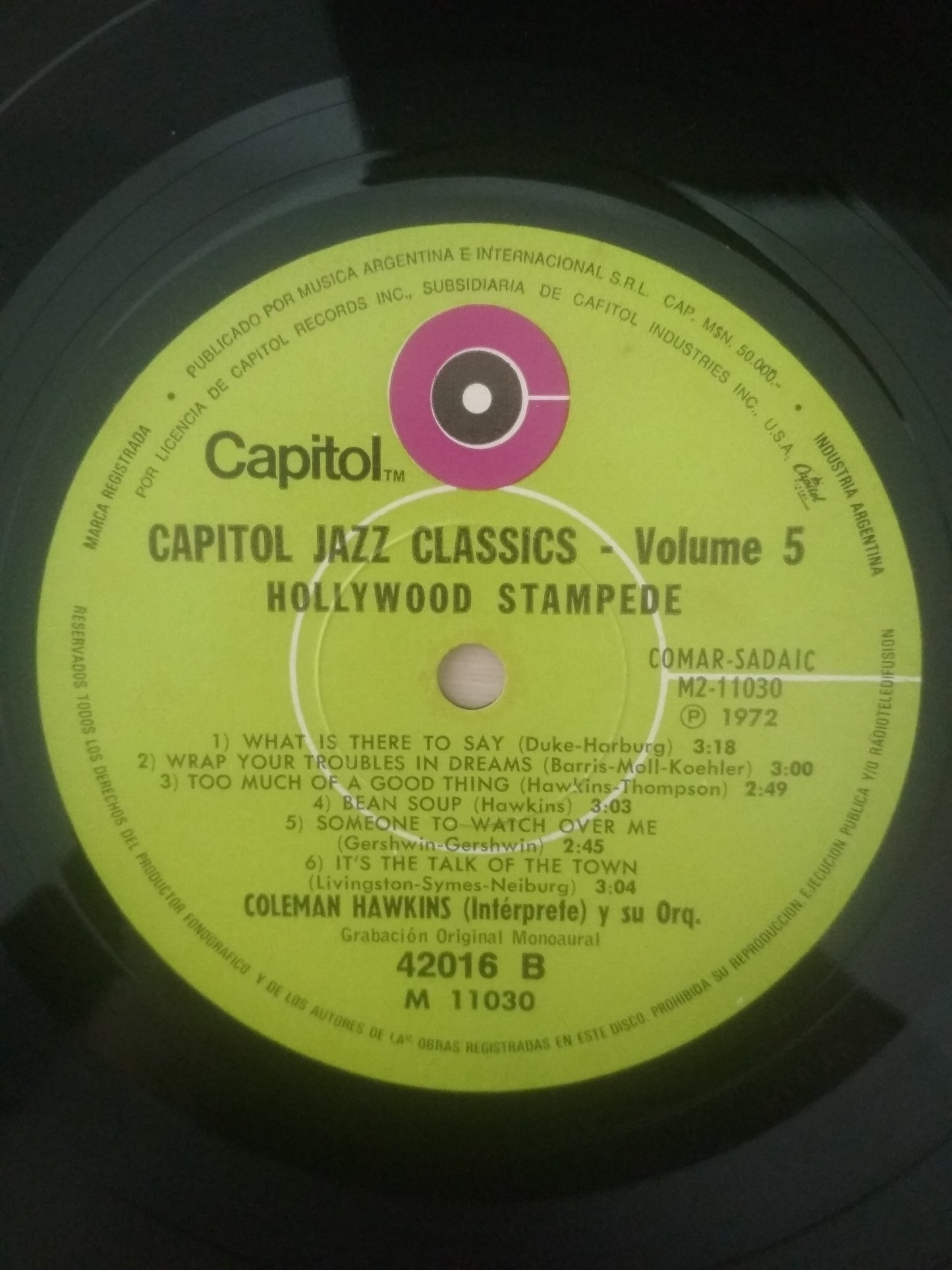 Lp Vinil Coleman Hawkins Hollywood Stampede Capitol Jazz Vol. 5 Importado
