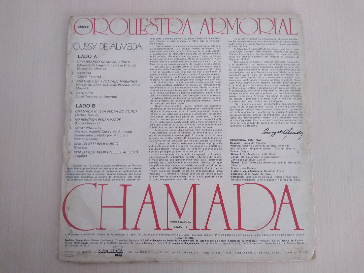 Lp Vinil Orquestra Armorial Chamada