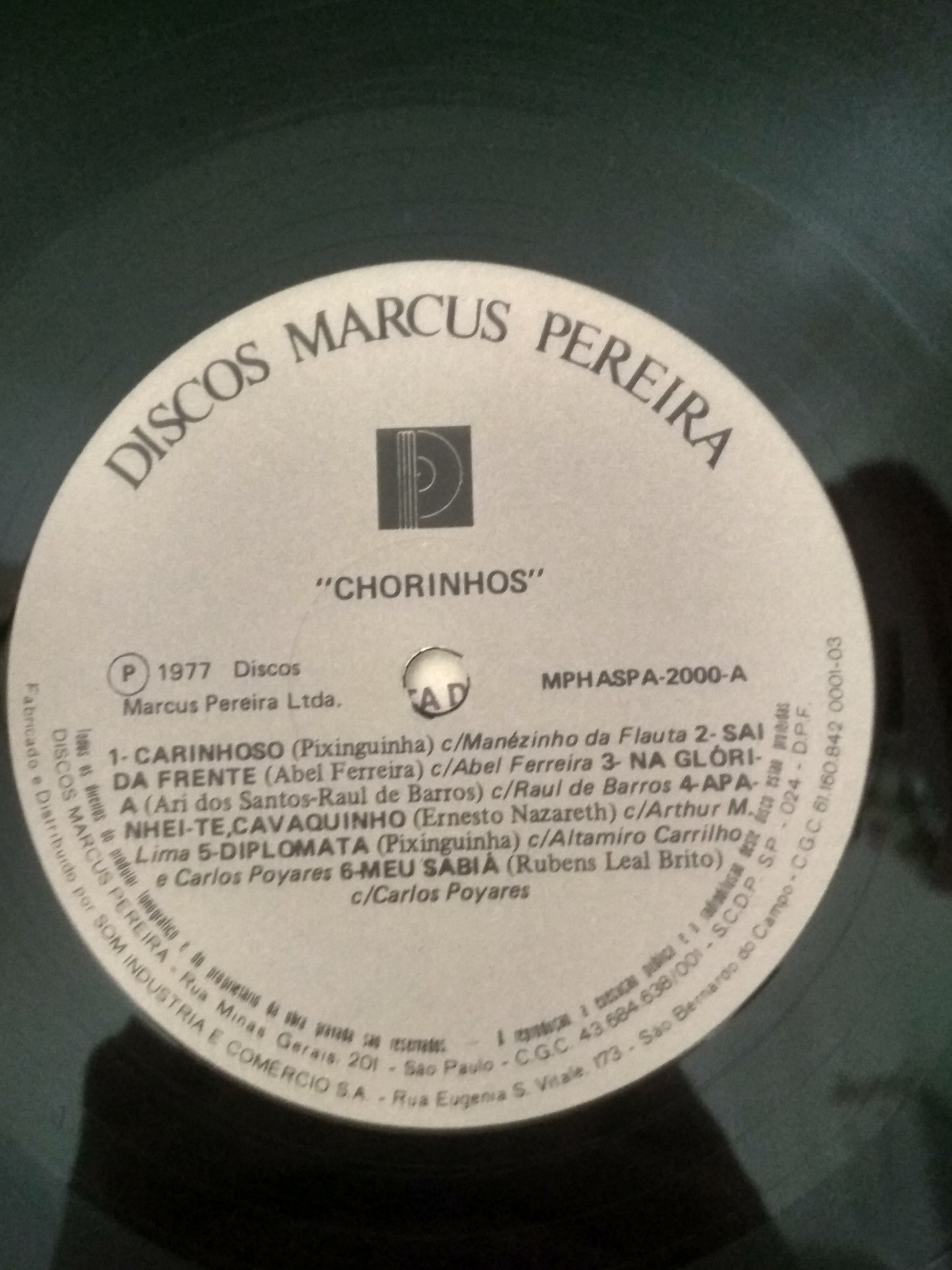 Lp Vinil Chorinhos, selo Marcus Pereira