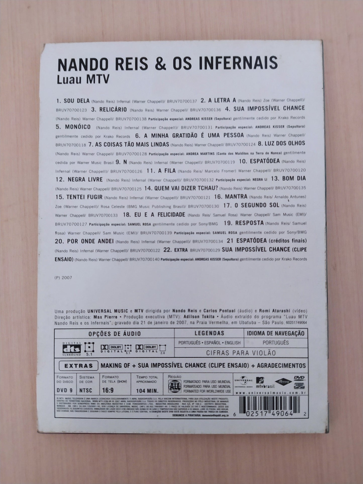 Dvd Nando Reis E Os Infernais Luau Mtv