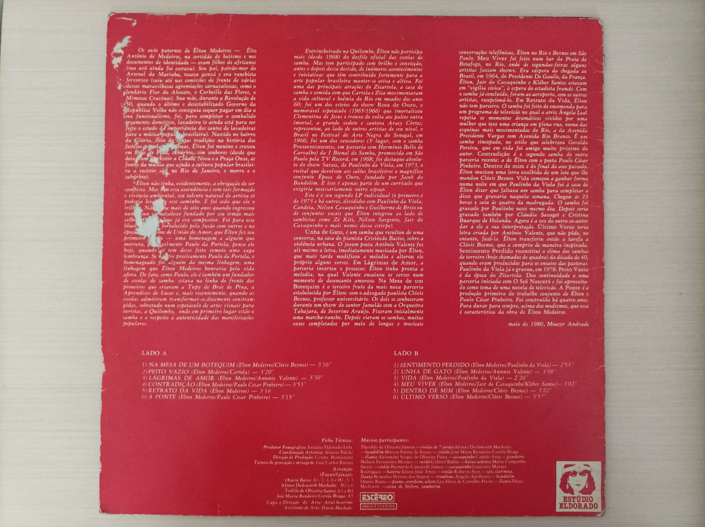 Lp Vinil Elton Medeiros 1980