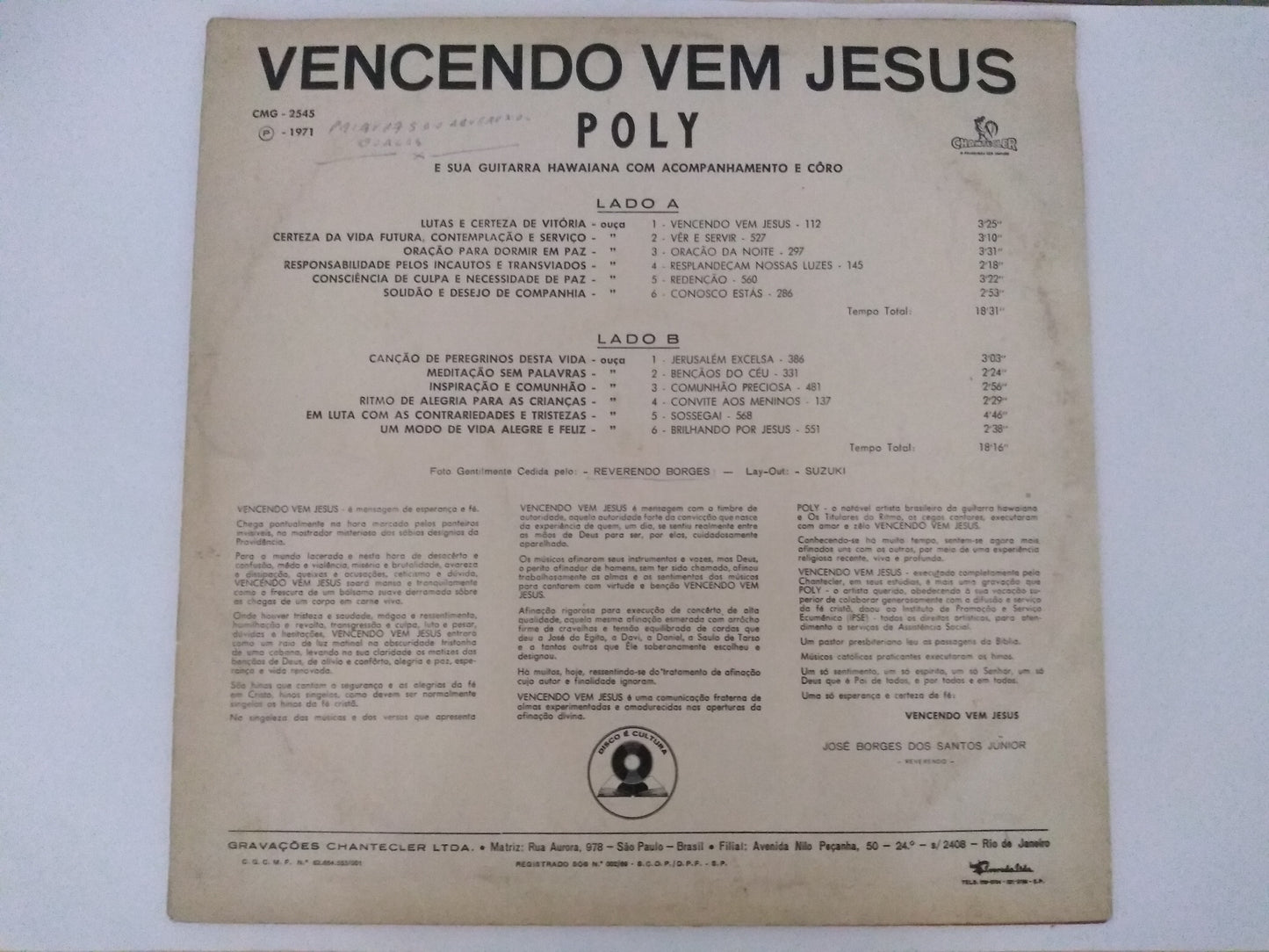Lp Vinil Poly Vencendo Vem Jesus