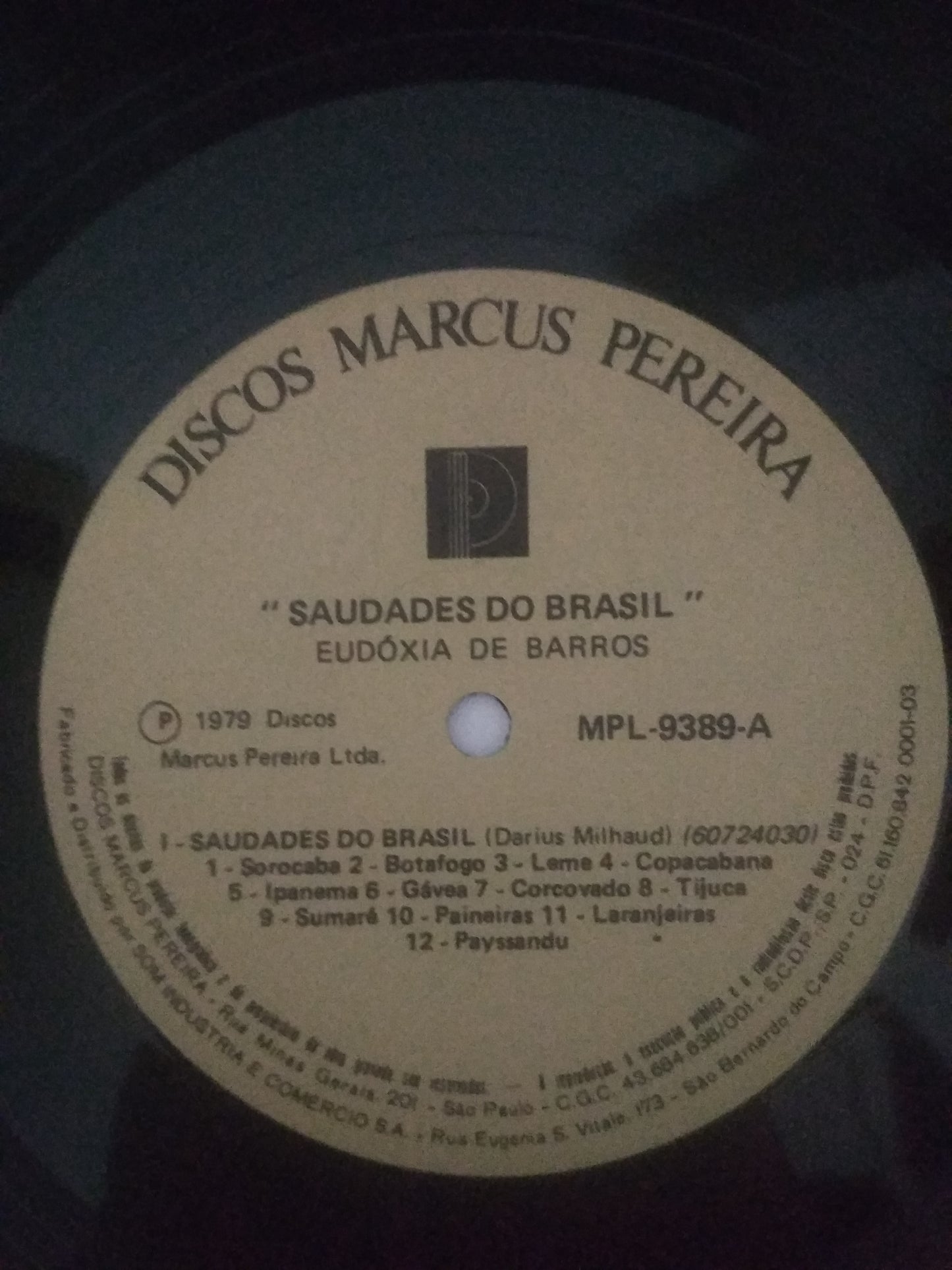 Lp Vinil Saudades Brasil Darius, Eudóxia Selo Marcus Pereira