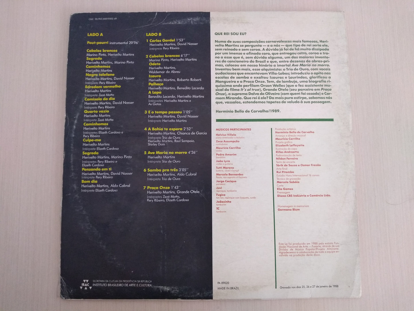 Lp Vinil Herivelto Martins Que Rei Sou Eu? Com Encarte