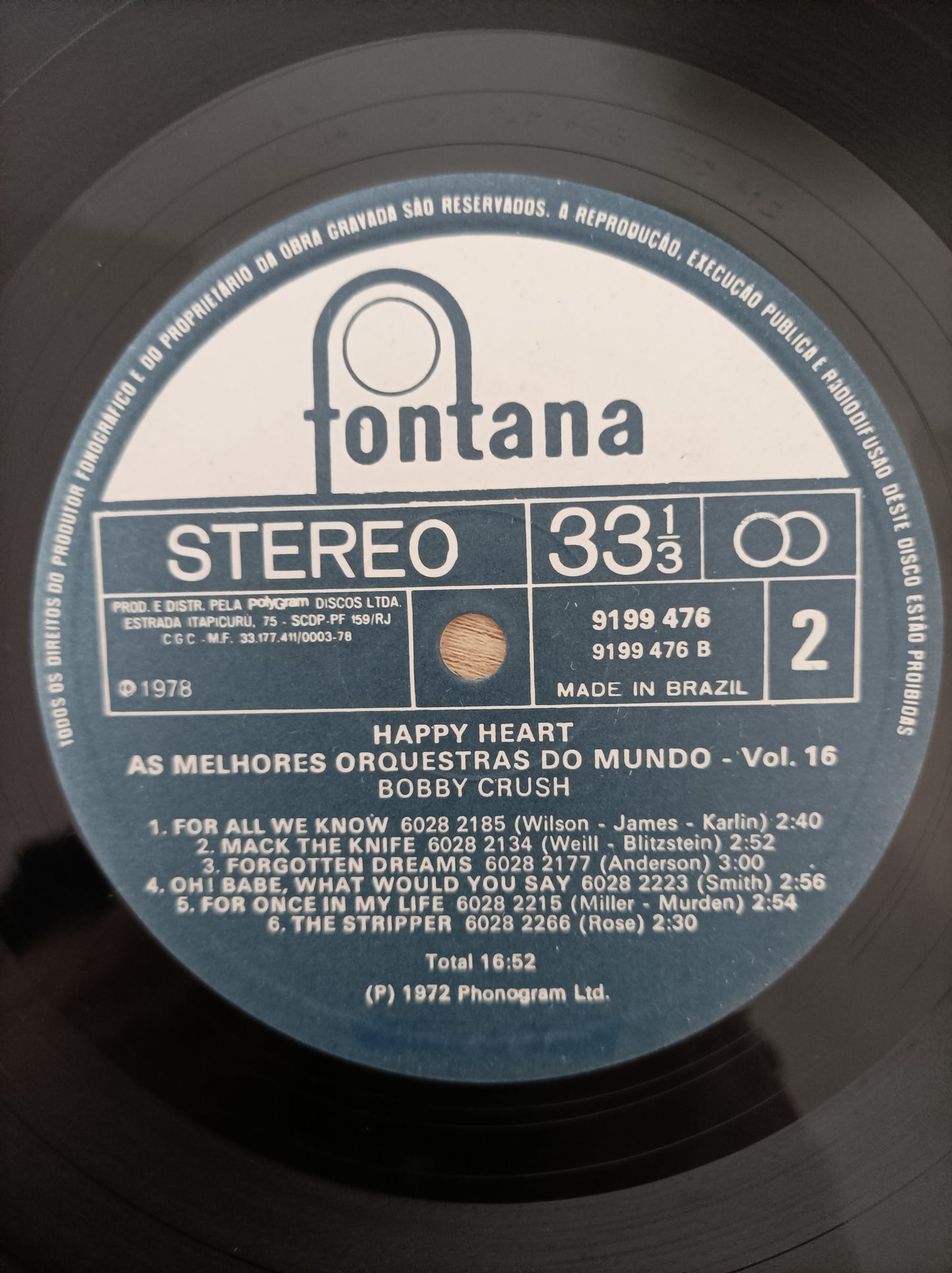 Lp Vinil Bobby Crush As Melhores Orquestras do Mundo Vol. 16