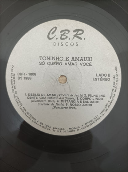 Lp Vinil Toninho e Amaurí Só quero amar você