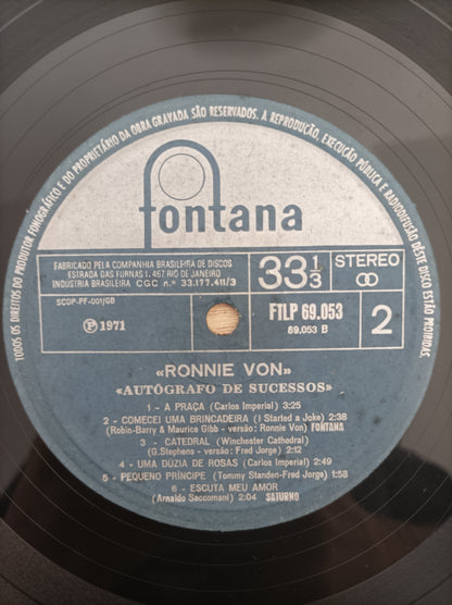 Lp Vinil Ronnie Von Autógrafo de Sucessos
