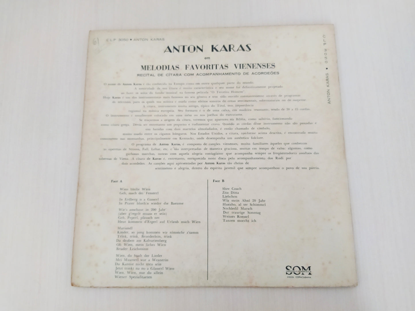 Lp Vinil Anton Karas Recital De Cítara