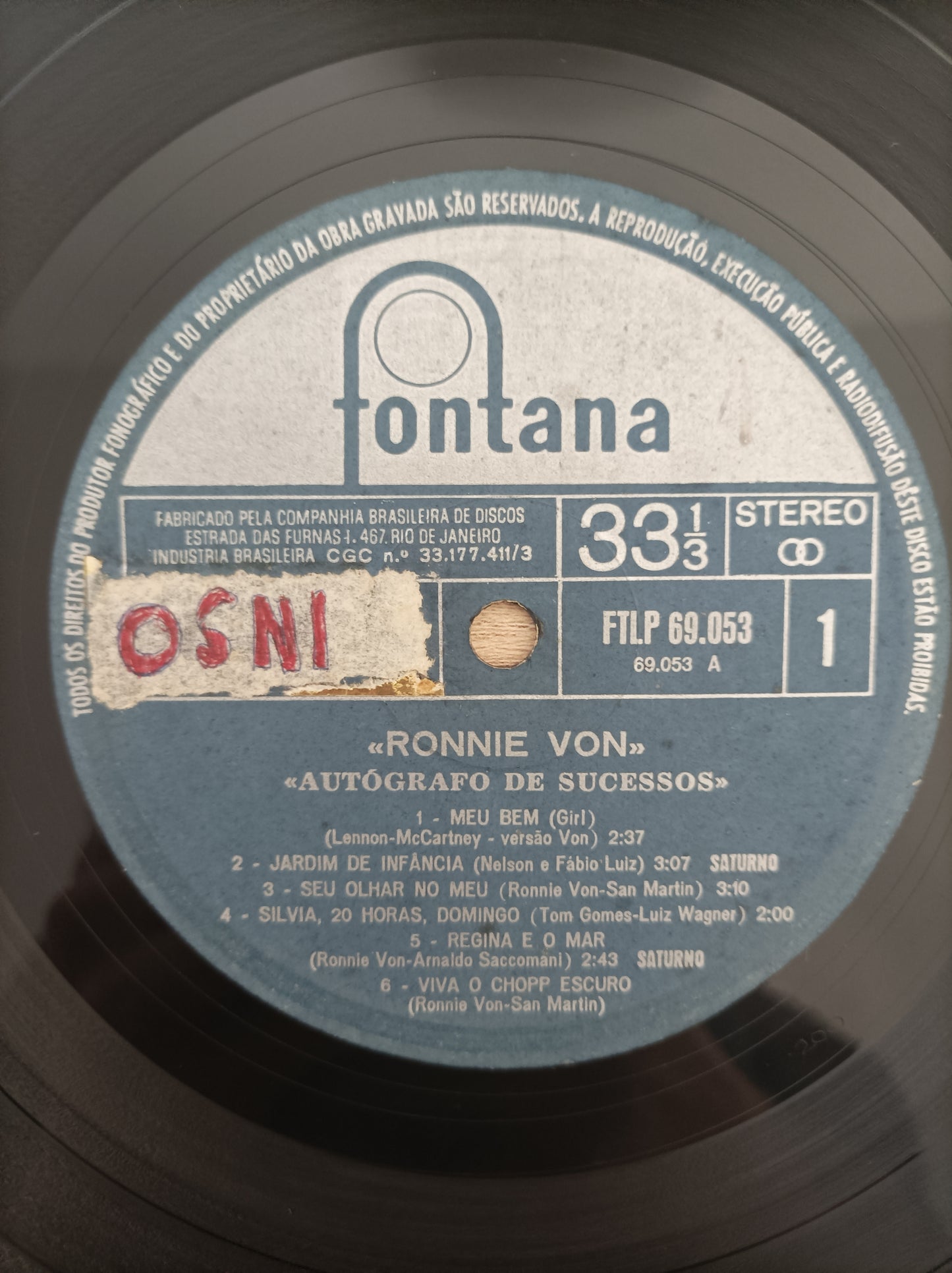 Lp Vinil Ronnie Von Autógrafo de Sucessos