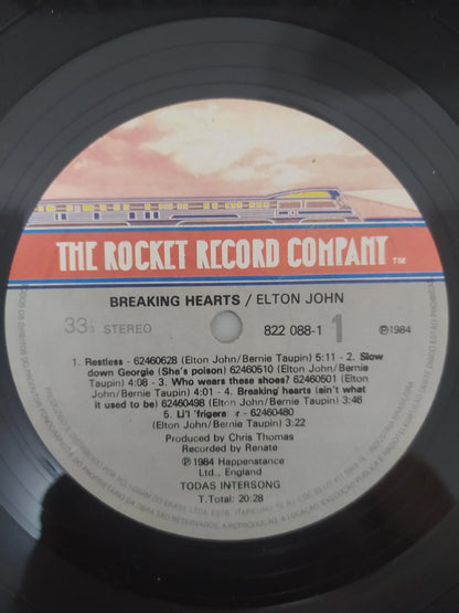 Lp Vinil Elton John Breaking Hearts Com Encarte
